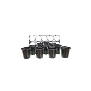 Plastic round black - 10 pots w / clip rack - 9 x H10 cm - Pro