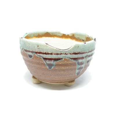 Bonsai Pot - Shigaraki Round Brown / Green S12 / M16 / L19 cm