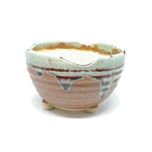 Bonsai Pot - Shigaraki Round Brown / Green S12 / M16 / L19 cm