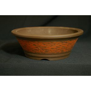Pot à bonsai - Tokoname Rond Brun / Orange S19 / M24 / L29.5 cm