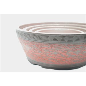 Bonsai Pot - Tokoname Round Brown / Orange S17 / M21.5 / L26 / . cm