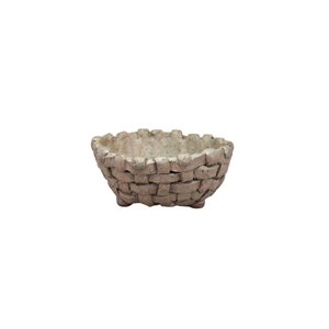 Bonsai Pot - Tokoname Round Braided Brown 11.5 x H5.5 cm