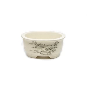 Pot à bonsai - Beige Paysage Japonais - 10 x 8 x H5 cm