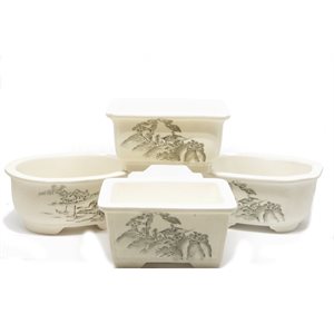 Pot à bonsai - Beige Paysage Japonais - 10 x 8 x H5 cm