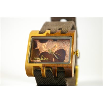 Montre Lenzo Café Fleurs noires