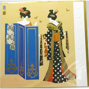 Card - Geisha with screen