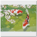 Card - Murata, Rinzo "Carp under the cherry trees"
