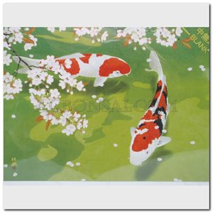 Card - Murata, Rinzo "Carp under the cherry trees"