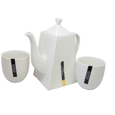 Théière Origami - 2 tasses blanches
