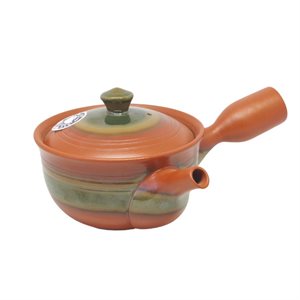 JAP Teapot Orange with Green lines